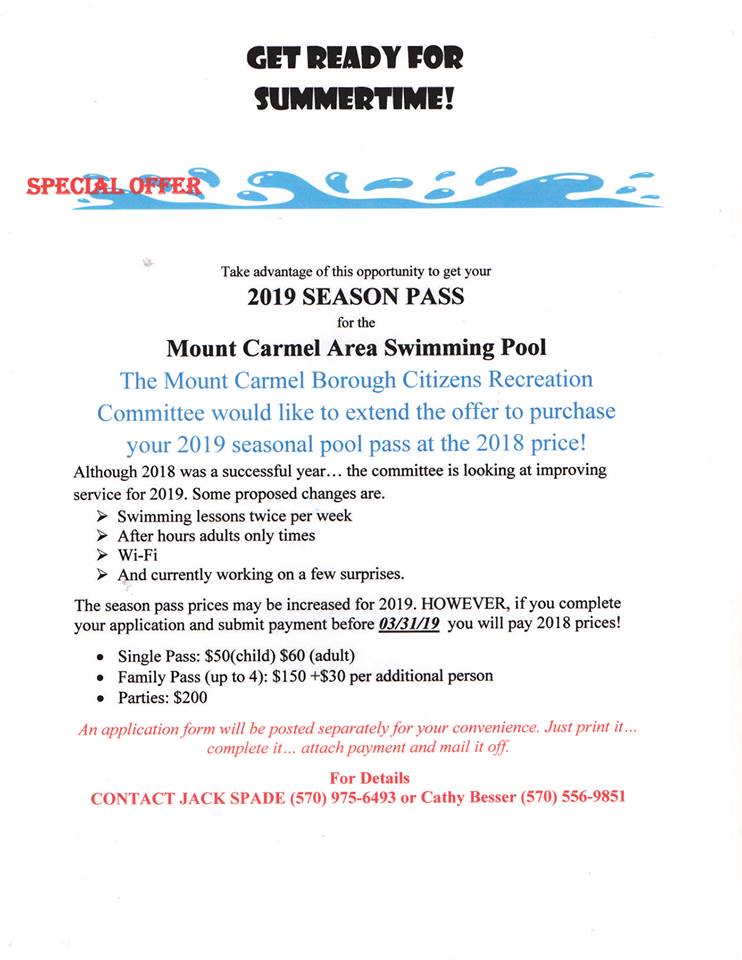Mount Carmel Swimming Pass